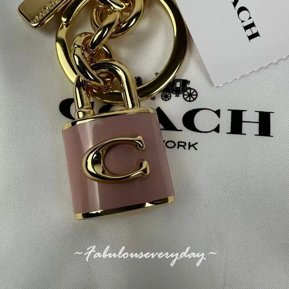 Coach Lock Bag Charm Pink CEF95 with Dust Bag NWT